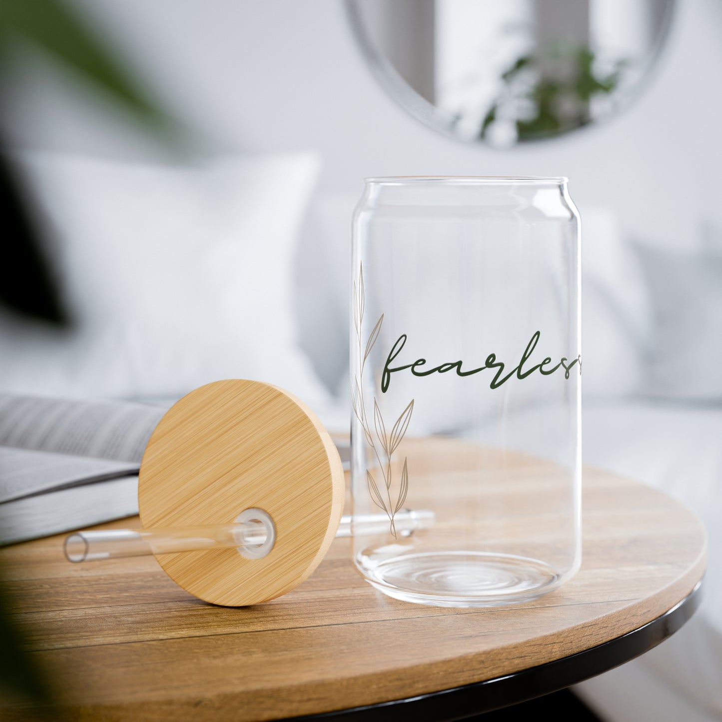 Fearless Glass tumbler cup with straw 16oz